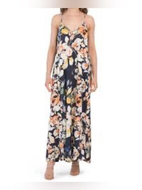 Tahari ASL Floral Maxi Dress NWOT – Silky Stretch – Built-in Bra – Small